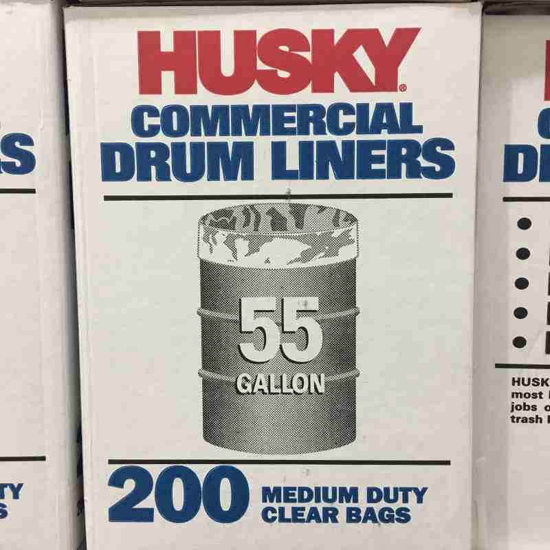 Husky 55 gal Clear Drum Liner Trash Bags .55mil 200ct. 90703