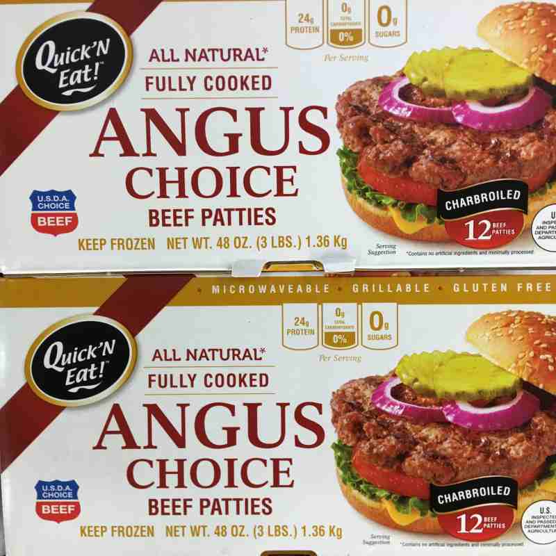 Quick N Eat Fully Cooked Angus Choice Beef Patties Box Of