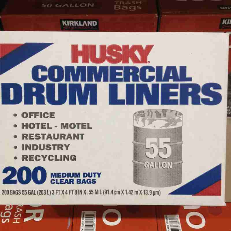Husky 55 Gallon .55 Mil Contractor Clear Trash Drum Liner Trash